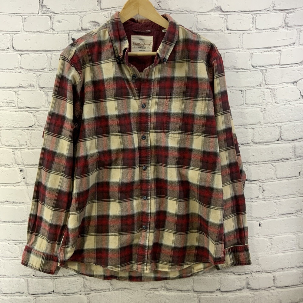 Weatherproof Flannel Shirt Mens‎ Sz L Button Down Plaid